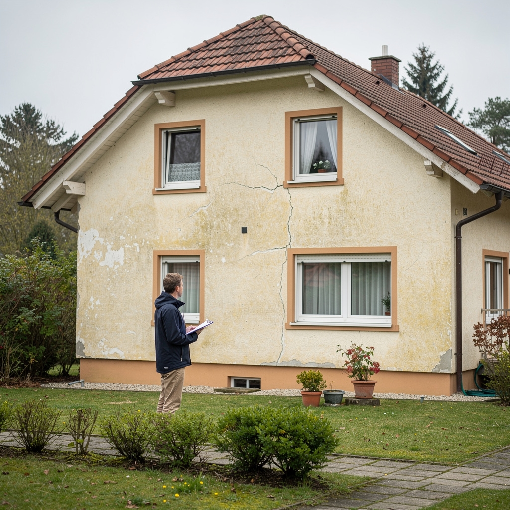 Fassade eines Hauses bei der Inspektion